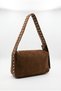 Studded Detail Rocker-Style Tan Suede Shoulder Bag - 2