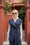 Shawl Collar Vest Set and Pants Two-Piece Set 14487 Navy Blue - 2
