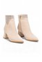 Beige Suede, Fur-Lined, Cold-Resistant, Stone Embellished, Stylish Women's Heeled Boots 248282 - 4