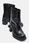ORION Black Leather Women's Boots with Thick Heels