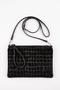 MARIEL Black Suede with Silver Embroidery Genuine Leather Women's Clutch Bag