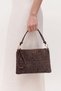 MARIEL Brown Suede Gold-Embossed Genuine Leather Women's Clutch Bag - 3