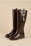 Women's flat-sole buckled boots - coffee-colored patent leather - 8