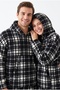 MBEY Black Checked Wellsoft Wearable Blanket with Hood - Unisex Cozy TV Blanket, 1 PIECE - ONE SIZE - 3