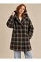 Urban Retro Plaid Oversized Hooded Jacket for Women, Coffee - Beige - 8