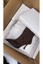 Women's Dark Brown Suede Pointed Toe Zip-Up Boots with Stiletto Heels - 2