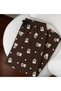 Women's Brown Long Pajama Bottoms with Teddy Bear Print and Heart Print