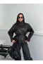 ZR Model Women's Leather Trench Coat with Belt and Snap-Fastened Details and Ruched Waist