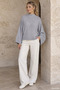 WOMEN'S BATWING SLEEVE MOCK NECK KNIT BLOUSE - 2