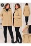 Women's Taupe Color Melton Coat Plus-Size - 3