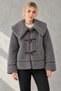 Women's Anthracite Fisherman's Buttoned Teddy Coat - 2