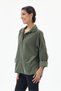 Khaki Italian 100% Cotton Velvet Oversized Velvet Blouse with Button Accents, Sizes 40–44 - 3