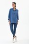 Blue Italian 100% Cotton Velvet Oversized Velvet Blouse with Button Accents, Sizes 40–44 - 5