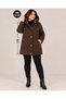 Women's Brown Melton Large-Size Coat