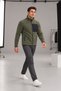 Men's Khaki Fleece Jacket with 3 Zippered Pockets and Full-Length Fleece-Lined Zipper - 5
