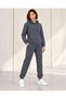 Women's Charcoal Grey 3-Thread Sweatsuit Set with Side Pockets, Super Soft, Fleece-Lined