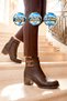 Coffee Emerald Buckle Detail Women's Heeled Zip-Up Boots 517078 - 3