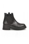 Black Leather Chelsea Boots for Women with Side Elastic and Thick Rubber Soles 418111 - 2