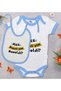 Bk Kids Hopaliyim Designed Blue Baby Bodysuit and Bib Gift Set - 1, for Ages 9-12 Months.