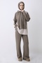 Hooded Taupe Color Mink Set with Paneling and Trim - 3