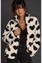 Women's White Patterned Fleece Jacket BE562
