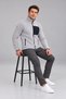 Men's Gray Fleece-Lined Jacket with 3 Pockets and Full-Length Zipper - 3
