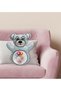 Cute, Cute Cat-Designed Blue Teddy Bear Print Pillow - 6 - 2