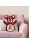 Red Teddy Bear Print Pillow with Lion Design - 4 - 2
