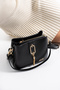 VX-1438 Gold Detailed 3-Compartment Shoulder Bag and Crossbody Bag BLACK