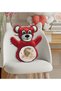 Red Teddy Bear Print Pillow with Lion Design - 4 - 3
