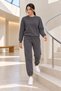 Women's Charcoal Grey 3-Thread Sweatsuit Set with Crew Neck and Fleece-Lined Insulation