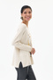 Women's Beige Italian-Style Gilded Soft-Textured Oversized Knit Sweater, Sizes 40–46 - 3