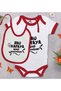 BK Kids "Hau Kafaya" Design Red Baby Bodysuit and Bib Gift Set-1