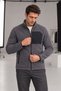 Men's Charcoal Grey Fleece Jacket with 3 Zippered Pockets and Full-Length Zipper