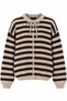 Taupe Color Cardigan with Mink Collar Detail - 10203