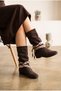 Women's Genuine Suede Band-Style Scarf-Detail Boots
