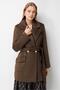 Buttoned Double-Breasted Cashmere Melton Coat, Brown