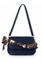 Navy Shoulder Bag with Chain Detail and a Bow Detail
