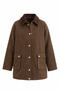 Denim jacket-coat with a suede collar and buttons