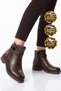 Coffee-Colored Leather Zipper-Closure Wrist-Strap Stylish and Comfortable Women's Zip-Up Boots 354250