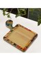 Square-Shaped Natural Wood Serving and Presentation Plate with Flower Design - 3