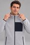 Men's Gray Fleece-Lined Jacket with 3 Pockets and Full-Length Zipper - 2