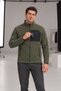 Men's Khaki Fleece Jacket with 3 Zippered Pockets and Full-Length Fleece-Lined Zipper - 2