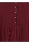 LCW Grace Burgundy Crew-Neck Embroidered Ruched Blouse - 6