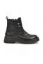 Black Leather-Lace, Zipper-Closure, Rubber Sole, Stylish Women's Lace-Up Boots 354246