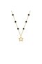 , Star Necklace, 8 Black Onyx Stones, Length 37cm, Chic Design