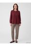 LCW Grace Burgundy Crew-Neck Embroidered Ruched Blouse - 2