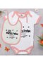 BK Kids "I'm from Rize—What Happened?" Designed Pink Baby Bodysuit, Bodysuit, and Bib Gift Set-1, 12–18 months