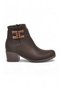 Coffee Emerald Buckle Detail Women's Heeled Zip-Up Boots 517078 - 2