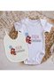 BK Kids "Little Hero" Design Baby Bodysuit and Bib Gift Set - Model 1, 0–3 Months - 2